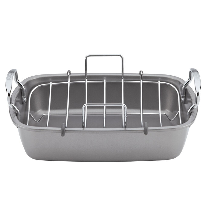 Farberware Bakeware Nonstick Roaster with U-Rack - Gray