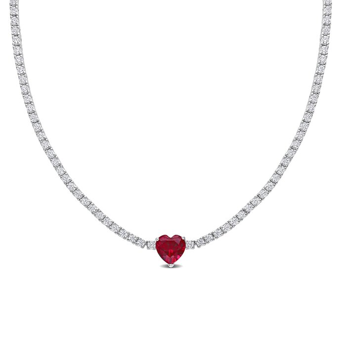 Small 4-Prong Pink Sapphire Tennis Necklace with Large 4-Prong Diamond for  Women | Jennifer Meyer