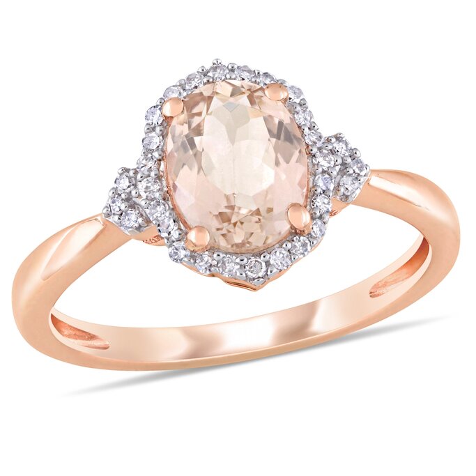 10k Rose Gold 1 Carat Morganite & outlets Diamond Halo Ring