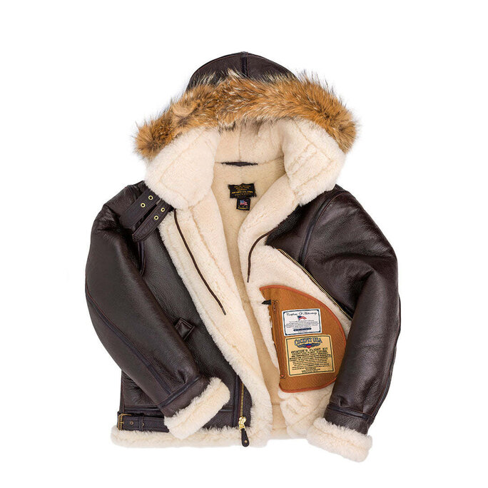 Cockpit USA - B-3 Hooded Sheepskin Bomber Jacket Z203615