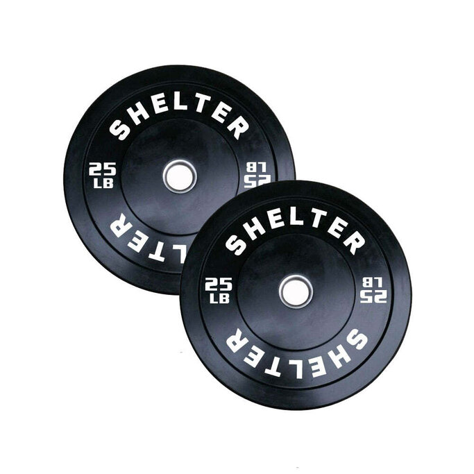 Shelter Fitness - 25lb Elite Bumper Plates - White Lettering ...