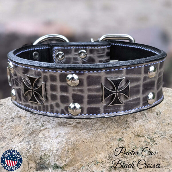 Pit Bull Gear W19 2" Studded Maltese Cross Collar Military
