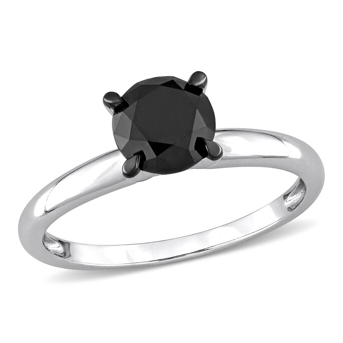 Diamond Jewelry - 1 1/2 CT TW Black Diamond Solitaire Engagement