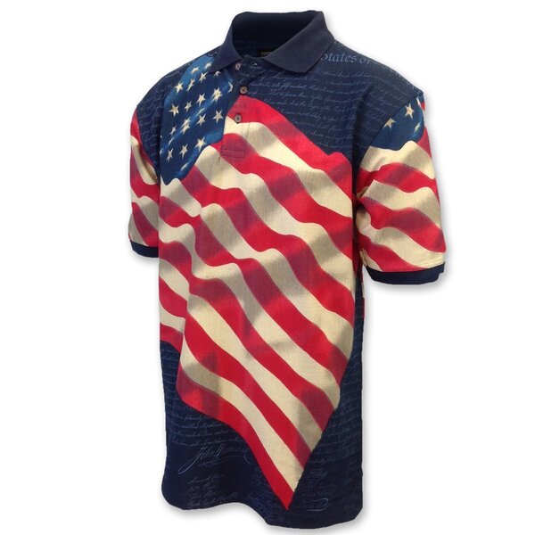 Air Force Gear American Flag Polo (Navy) Military & First Responder
