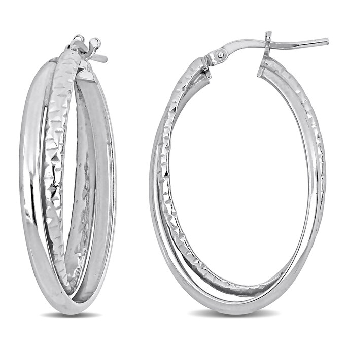 Allegro - 35 mm Entwined Hoop Earrings in Sterling Silver