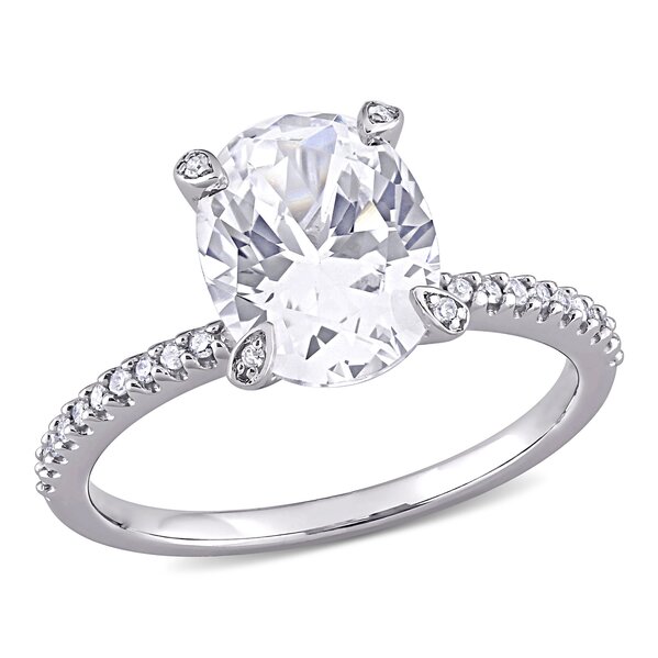 Allegro - 4 1/6 CT TGW Oval-Cut Created White Sapphire and 1/10 ...