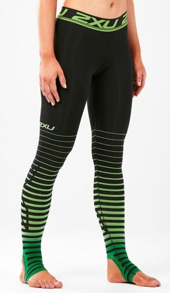 2XU Mens Power Recovery Compression Tights (Black/Green)