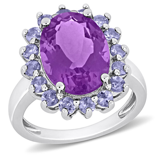 Gemstone Jewelry - 5 7/8 CT TGW Oval Amethyst and Tanzanite Halo ...