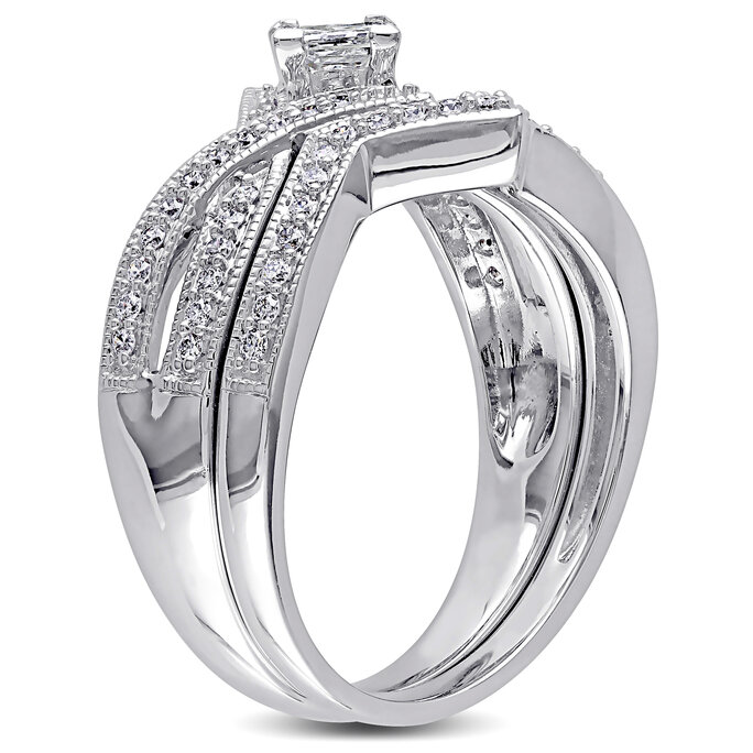 Diamond Bridal Set 5/8 ct tw Round-cut 10K White Gold