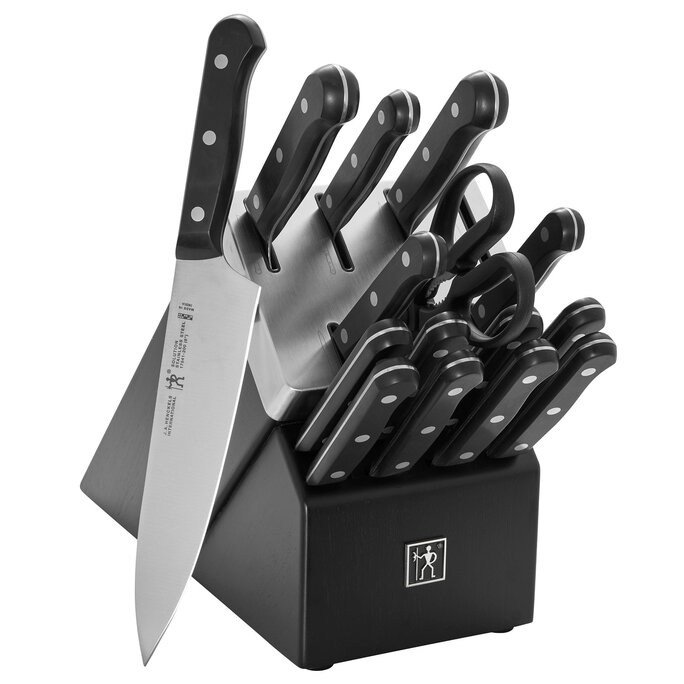  Black and Gold Knife Set with Block Self Sharpening