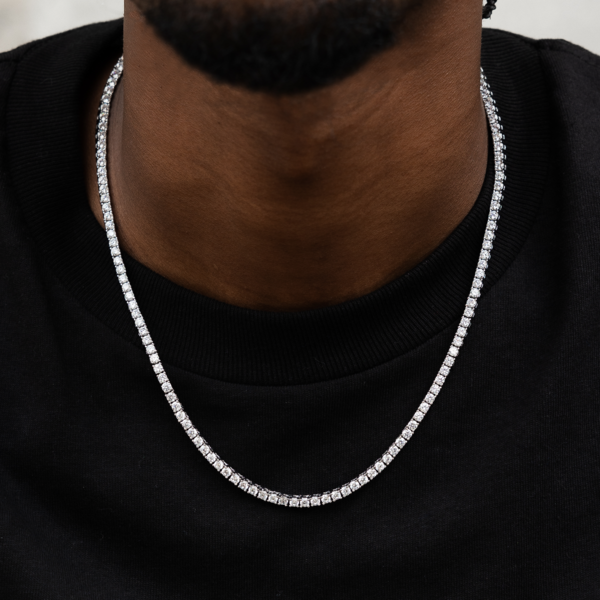 The GLD Shop Diamond Tennis Necklace in White Gold 3mm Military