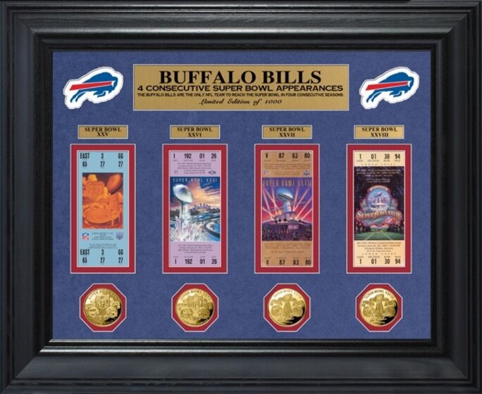 The Highland Mint - Buffalo Bills 4 Consecutive Super Bowl Appearances  Deluxe Ticket & Game Coin Collection - Discounts for Veterans, VA employees  and their families!