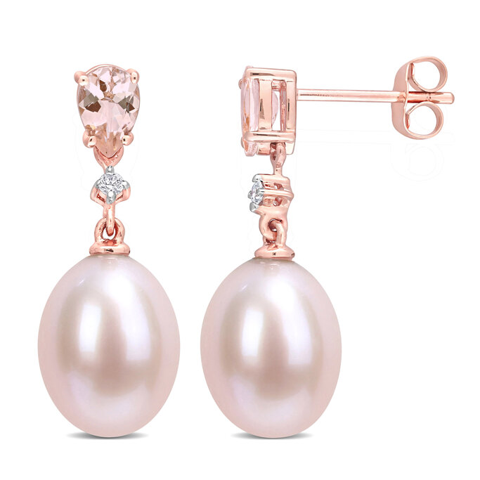 rose pink pearl earrings