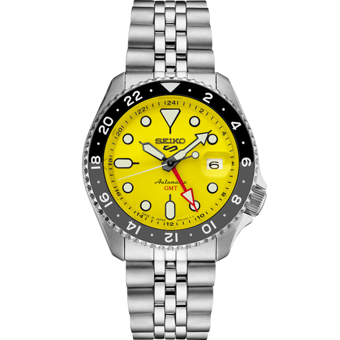 Seiko - Men's 42.5mm Seiko 5 Sports Stainless Steel Automatic GMT