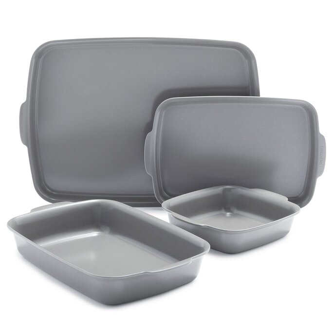 GreenPan Premiere Ovenware Ceramic Nonstick Rectangular Pan 13x9 with Lid Gray