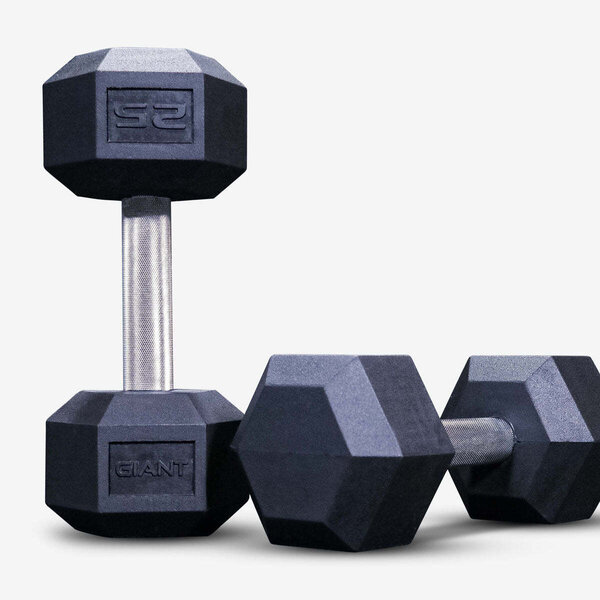 Giant Lifting GIANT Rubber Hex Dumbbell Pairs Straight Military