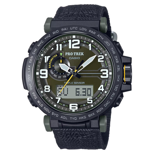 Casio - Men's Pro Trek PRG-600 Series Solar Cloth Strap Watch ...