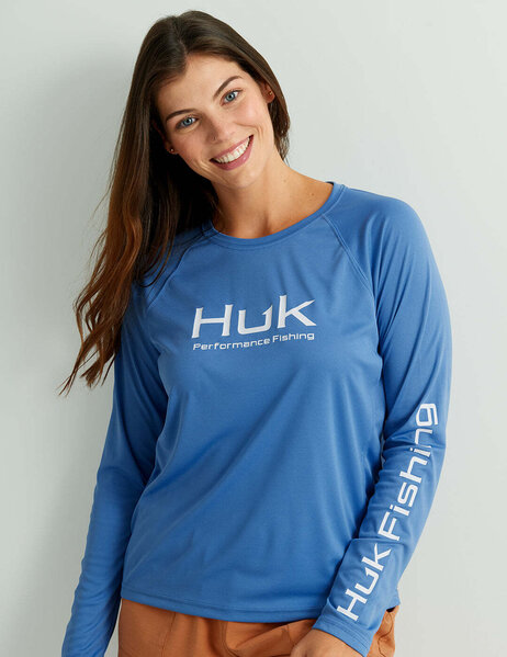 Huk Fishing A Flex Mens L XL Cap Hat Blue Element Fracture Trucker Patch Logo