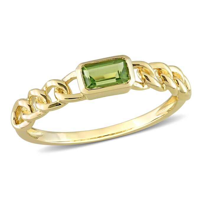 Gemstone Jewelry - Women's 1/3 CT TGW Octagon Peridot Link Ring in