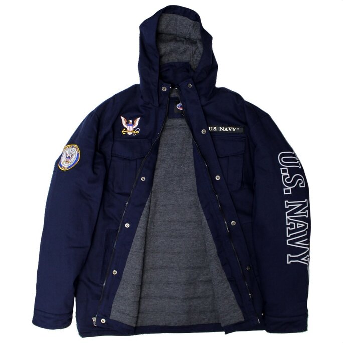 JWM Wholesale - Men's U.S. Navy Hooded Canvas Jacket - Military