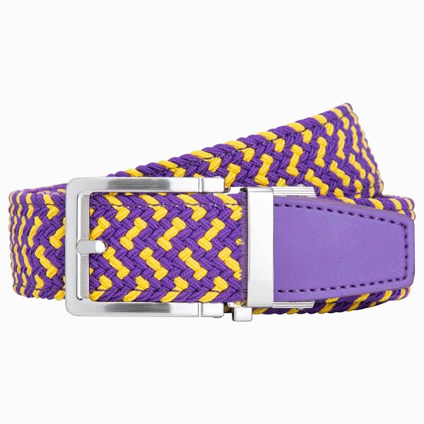Nexbelt - Braided Purple & Gold Golf Ratchet Belt 1.38