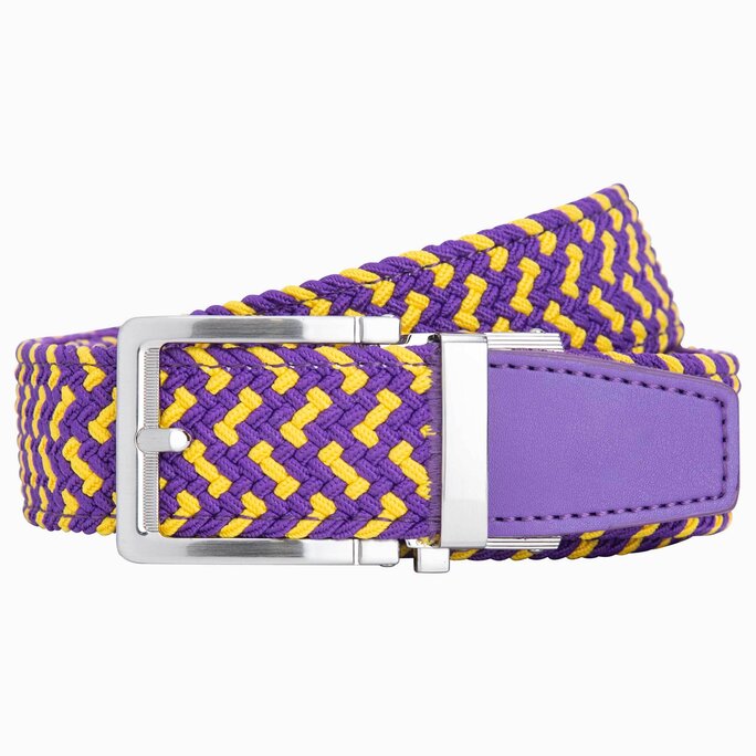 Nexbelt - Braided Purple & Gold Golf Ratchet Belt 1.38