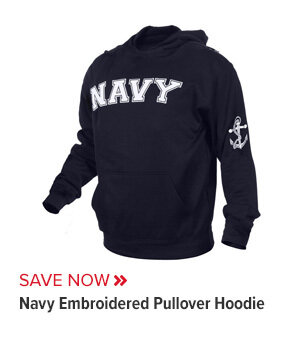 Navy Embroidered Pullover Hoodie